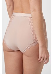 Microfibre And Lace Knickers High Rise