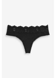 Lace Rib Knickers 3 Pack Thong