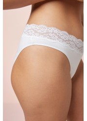 Lace Trim Cotton Blend Knickers 4 Pack High Leg