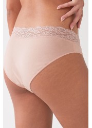 Lace Trim Cotton Blend Knickers 4 Pack High Leg