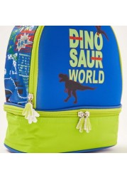 Juniors Dinosaur Print Lunch Bag with Handle and Zip Closure