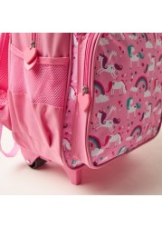 Maricart Unicorn Print Trolley Backpack with Lunch Bag and Pencil Case