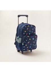 Maricart Space Print Trolley Backpack with Lunch Bag and Pencil Pouch