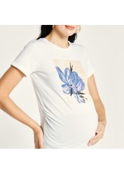 Love Mum Graphic Print Maternity T-shirt with Short Sleeves