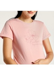 Love Mum Graphic Print Maternity T-shirt with Short Sleeves