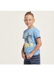 Batman Print T-shirt with Striped Shorts