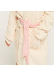 Juniors Solid Bathrobe with Hood and 3D Ears