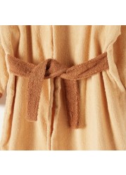 Juniors Lion Applique Long Sleeves Robe with Hood and Tie-Up Belt