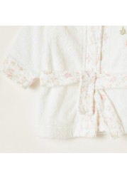 Giggles Floral Embroidered Hooded Bath Robe with Belt Tie-Ups