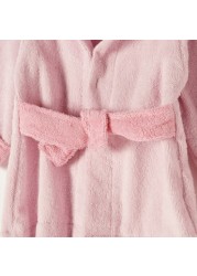 Juniors Deer Applique Long Sleeves Robe with Hood and Tie-Up Belt