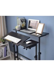 Czt Height Adjustable Laptop Table Desk, Mobile Standing Desk, Rolling Laptop Table Stand Up Computer Desk With Dual Surface For Home Office (Black Willow 101-2)