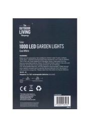 مصابيح حديقة 1000 LED تعمل بالطاقة الشمسية ذا آوت دور ليفينج كومباني (أبيض بارد)