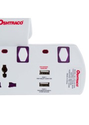 Oshtraco 2-Way T-Socket Plug W/ USB Port