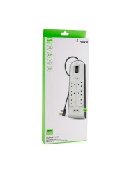 Belkin 6-Outlet Surge Protection Strip with USB & Power Cord (2 m)