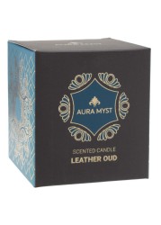 Aura Myst Glass Jar Candle W/ Lid (198 g, Leather Oud)