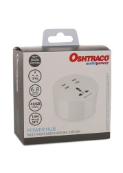 Oshtraco Mobipower 4-Port USB Power Hub Charging Station W/Travel Adapter(1.5 m)