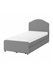 HAUGA Upholstered bed, 2 storage boxes