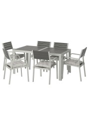 SJÄLLAND Table+6 chairs w armrests, outdoor