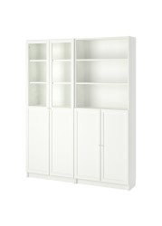 BILLY / OXBERG Bookcase with panel/glass doors