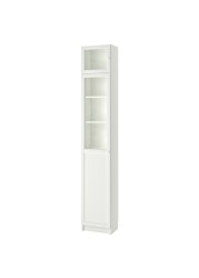 BILLY / OXBERG Bookcase w hght ext ut/pnl/glss drs