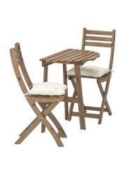 ASKHOLMEN Table f wall+2 fold chairs, outdoor