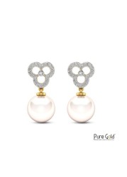 18k OYSTRA PEARL EARRING 0.14 CTS-Yellow Gold