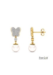 18k OYSTRA PEARL EARRING 0.18 CTS-White Gold