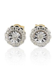 18k ILLUSION DIAMOND EARRING 0.26 CTS-White Gold