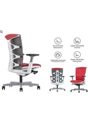 ICON Chair, Premium Ergonomic Gaming &amp; Office Chair by Navodesk (Red Mesh, White Frame)