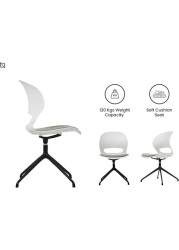 VIS Chair, Premium Meeting &amp; Visitor Chairs, Swivel Chair With Soft Cushion Seat By Navodesk (White)