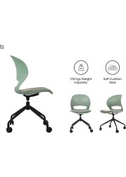 VIS Chair, Premium Meeting & Visitor Chairs, Swivel Chair With Soft Cushion Seat By Navodesk (Sage Green, With Castor Wheels)