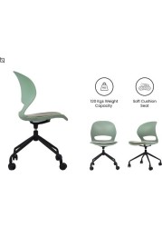 VIS Chair, Premium Meeting &amp; Visitor Chairs, Swivel Chair With Soft Cushion Seat By Navodesk (Sage Green, With Castor Wheels)