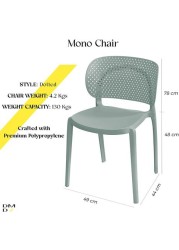 دامودي كرسي احادي بريميوم منقط قابل للتكديس، اسكندنافي حديث للاستخدام الداخلي والخارجي، 4 كراسي - اخضر زيتوني