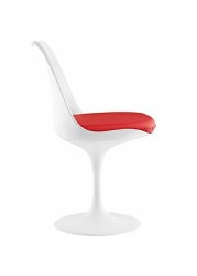 Modway Lippa Mid-Century Modern Faux Leather Upholstered Swivel Dining Chair in Red