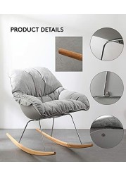 KAI Rocking Chair, Modern Nordic Lounge Chair, Lazy Chair with soft fabric Cushion By Daamudi (Sage Green)