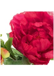 Nearly Natural 1278-RD Peony with Fluted Vase Silk Flower Arrangement, Red