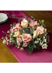 Nearly Natural 4685-AP Mini Rose Candelabrum Silk Flower Arrangement,Assorted Pastel
