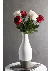 DII Artificial Silk Craft Flowers for Bouquets, Weddings, Wreaths, &amp; Crafts, Single Closed Rose Bud Stem - Set of 4 White