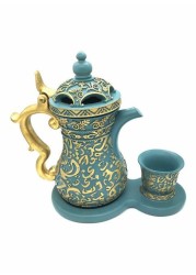 Generic 2-Piece Ceramic Incense Burner Set Brown/Green/Gold 15&times;7cm