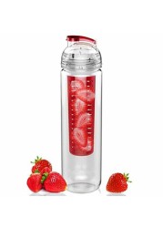 AACHEN - Everyday Detox Water Bottle with Fruit Infusion Compartment by GiftOlogy (Red) - 680ml