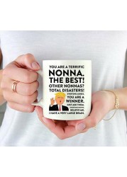 Andaz Press Funny President Donald Trump 11oz. Coffee Mug Gift, Terrific Nonna, 1-Pack, Hot Chocolate Christmas Birthday Drinking Cup Republican Political Satire for Family in Laws