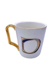 H&amp;L Zakka - Simple &amp; Elegant Ceramic Letter Cup (D) with Gold Handle