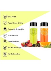 FUFU 12 Pack 8 OZ (250ml) Clear PET Plastic Juice Bottles with Black Lids - Plastic Smoothie Bottles Ideal for Juice, Milk, Homemade