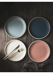 Siena Large Ceramic Dinner Plate,  High End Ceramic Dinner Sets  Dinner Plates in Dark Blue (25 cm)