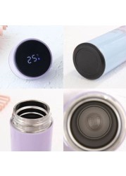 ALISSA 500ml Stainless Steel Thermos Bottle with LED Temperature Display Thermal Cup Vacuum Flask Intelligent Thermos For Tea Coffee Water Health Drinks (Blue Pink)