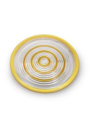 Al Hoora 33*33*H21cm Round Acrylic Cake Serving Clear Tray With Gold Border And Simple Roundknob And Box