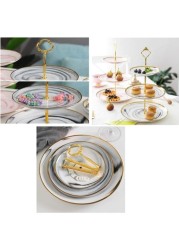 ALISSA 2-Tier Cupcake Stand Tower Dessert Display Plate Round Marble Ceramic Serving Tray