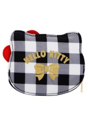 Hello Kitty D-Cut Coin Purse, B&amp;W Checks Pattern, White