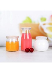 FUFU 12PCS Yoghurt Jars pudding Jar with Lid Glass Container With Lid For Milk Jams Jelly Mousse Yogurt 100ml