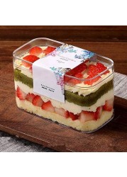 FUFU 10pcs Disposable Plastic Transparent Dessert Container Fruit Ice Cream Holder Cookie Boxes Mille Crepe Cake Packaging Box